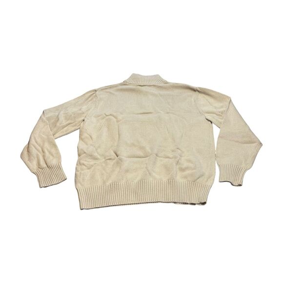 Spring + Mercer Sweater Women's Medium Beige 100% Cotton Long Sleeve Quarter Zip - Picture 3 of 6